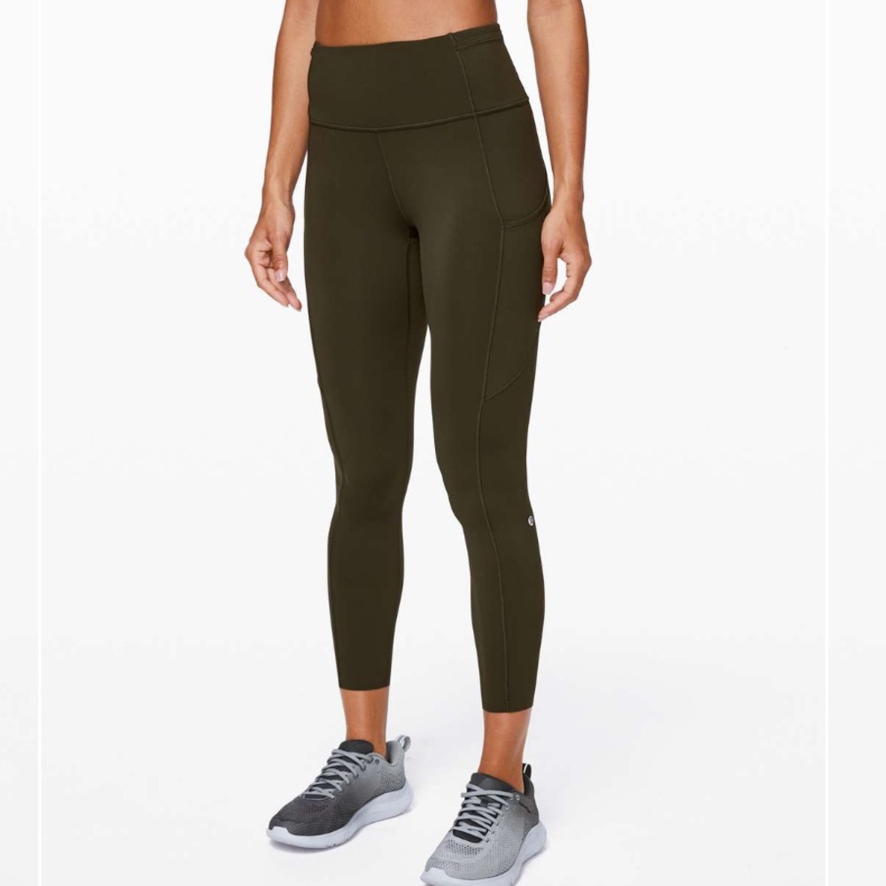 Lululemon Fast and Free Tight II 25" with Pockets Size 4 (Dark Olive)